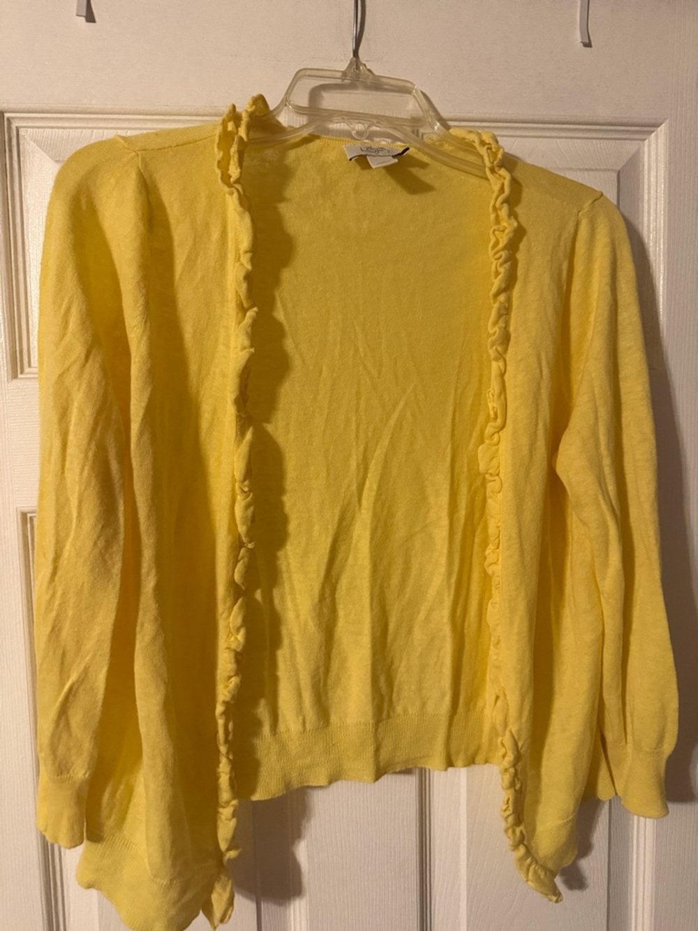 Yellow Ruffle Trim  Cardigan
